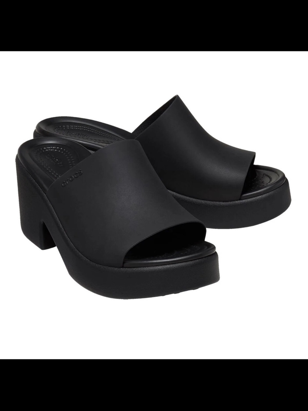 Crocs Womens Brooklyn Slide Heel Black Platform Wedge Sandal